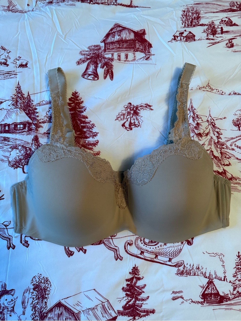 Le Mystere Lace-Trim Full Coverage Bra — Taupe